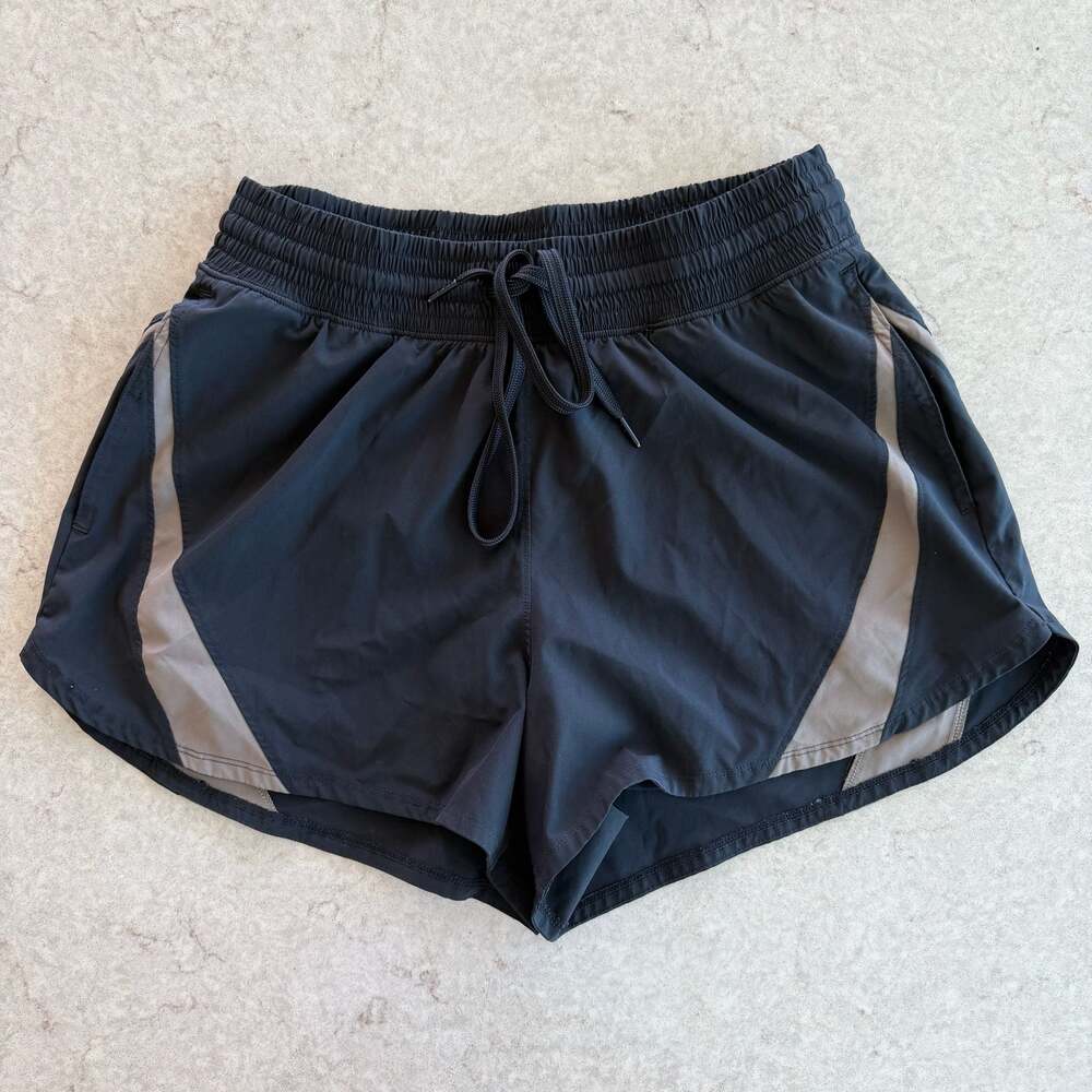 Women’s Black Athletic Running Shorts with Gray Accents